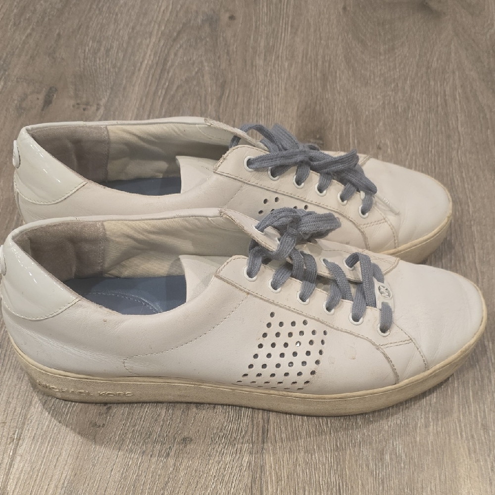 Michael Kors White and Gray Leather Sneakers